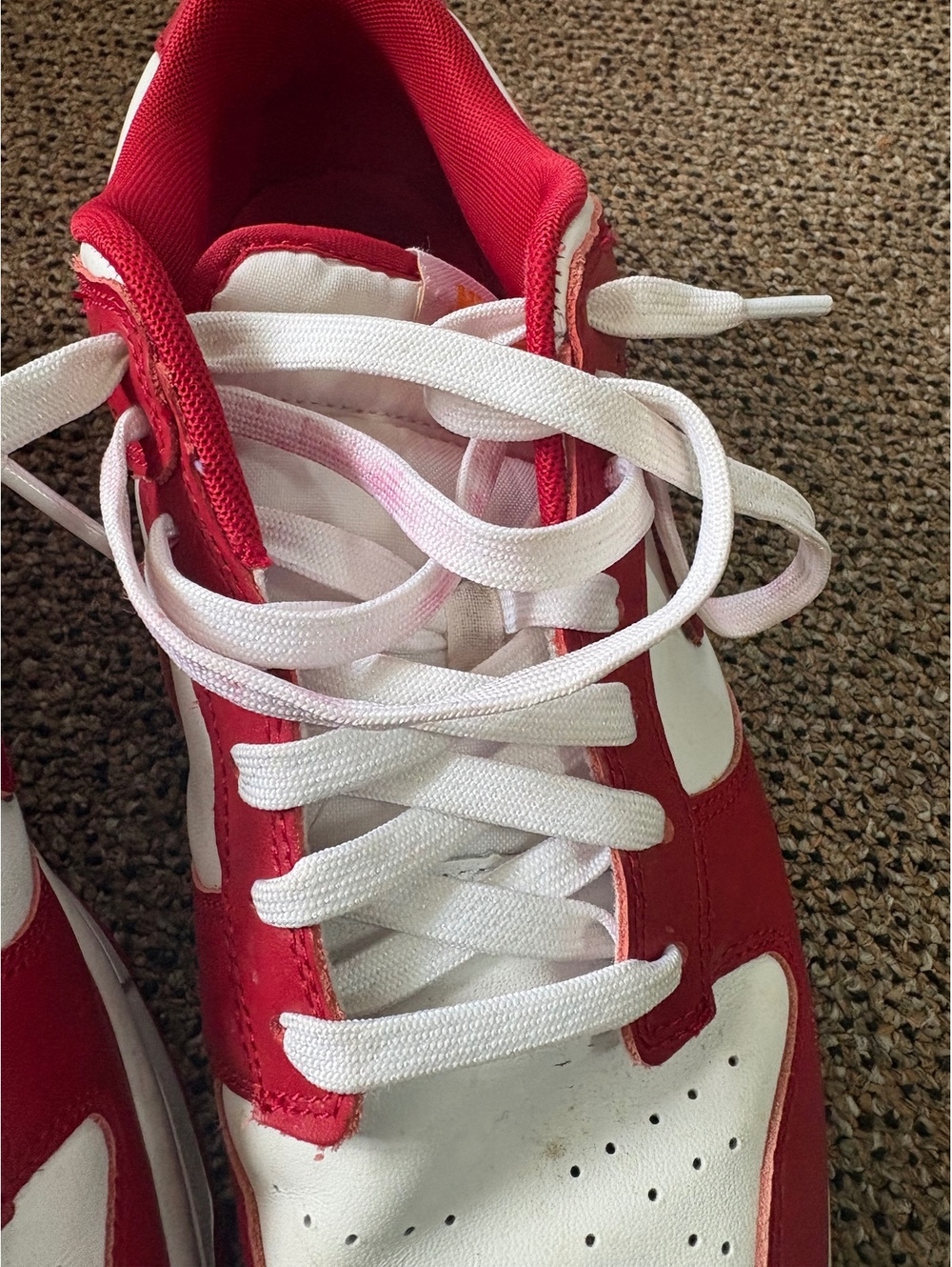 Nike Dunk Low Red and White Sneakers - Picture 2 of 8